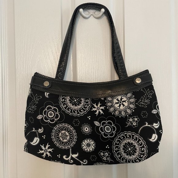 Thirty-One Black & White Floral Fabric Purse - NWOT. - Picture 2 of 4